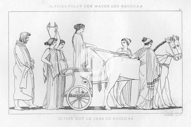 Odysseus follows the chariot of Nausicaa, c1833. Creator: Unknown.