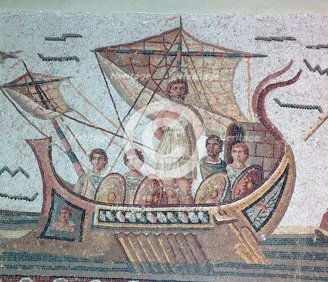 Odysseus passing the Siren's rock, 3rd century. Artist: Unknown