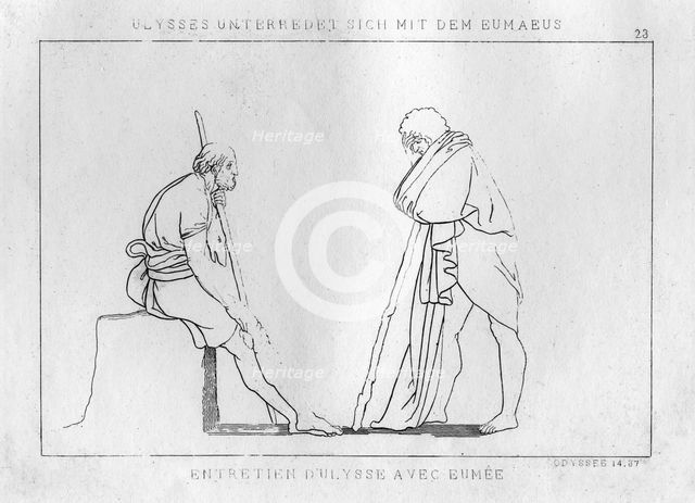 Odysseus talks with Eumaeus, the swineherd, c1833. Creator: Unknown.