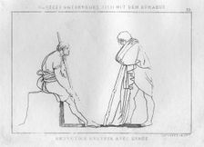 Odysseus talks with Eumaeus, the swineherd, c1833. Creator: Unknown