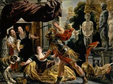 Odysseus threatens Circe, 1635. Creator: Jacob Jordaens I