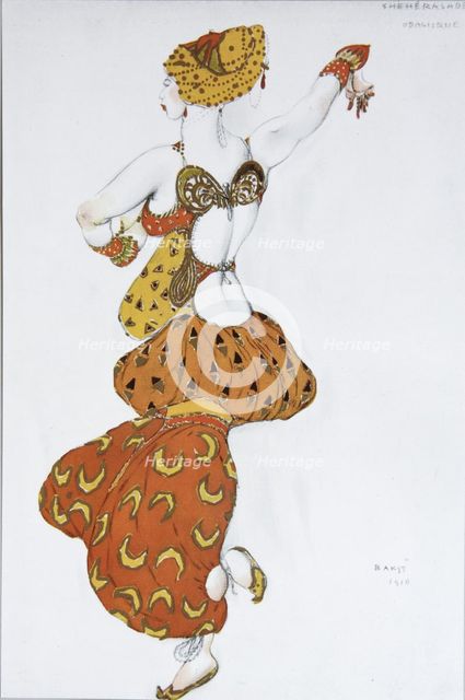 Odalisque. Costume design for the ballet Sheherazade by N. Rimsky-Korsakov, 1910. Artist: Bakst, Léon (1866-1924)