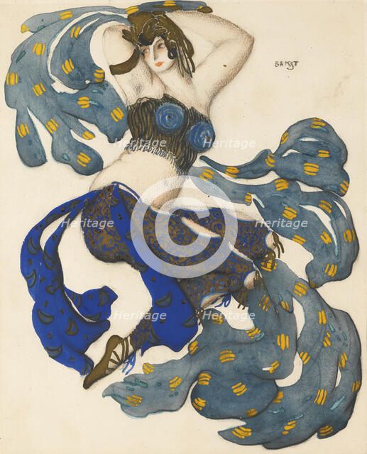 Odalisque. Costume design for the ballet Sheherazade by N. Rimsky-Korsakov. Artist: Bakst, Léon (1866-1924)