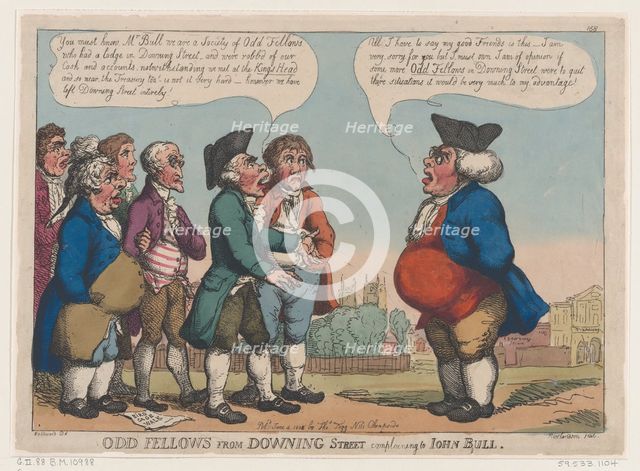 Odd Fellows from Downing Street Complaining to John Bull, June 4, 1808., June 4, 1808. Creator: Thomas Rowlandson.
