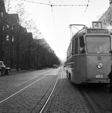 Odengatan with 4th tram, Vaxholm, Sweden, October 1950. Creator: Unknown