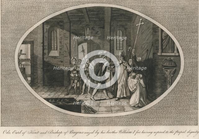 Odo, Earl of Kent and Bishop of Bayeux, seized by his brother William I, 1082 (1793). Artist: Unknown.