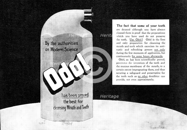 ...Odol has been proved the best for cleansing Mouth and Teeth, 1909. Creator: Unknown.