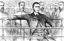 O'Donnell, the alleged murderer of James Carey, at Bow-Street Police Court, 1883. Creator: Unknown