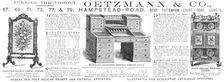 Oetzmann & Co., furniture, 1883. Creator: Unknown