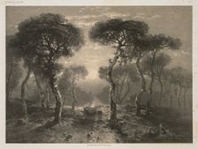 Oeuvres de A. Calame, No. 13: Forêt de Sierre en Valais, 1843 (published 1851). Creator: Jacomme & Cie. R. de Lancry, 12, Paris; Alexandre Calame (Swiss, 1810-1864); F. Delarue, r. J.J. Rouseau, 10, Paris