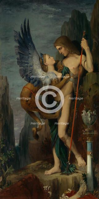 Oedipus and the Sphinx, 1864. Creator: Gustave Moreau.