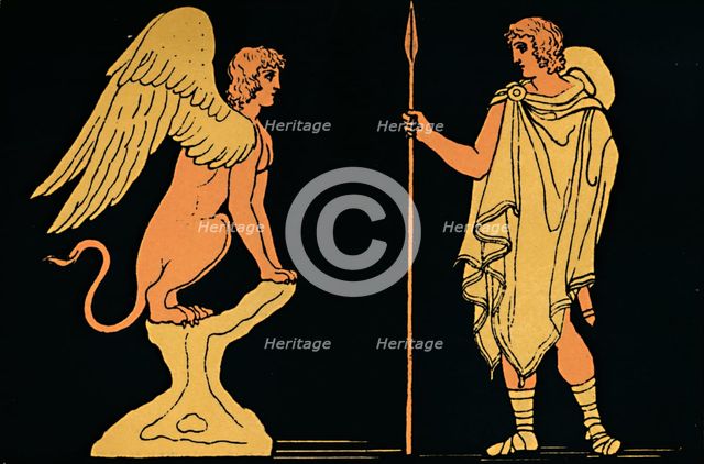 'Oedipus and the Sphinx', 1880. Artist: Antique.