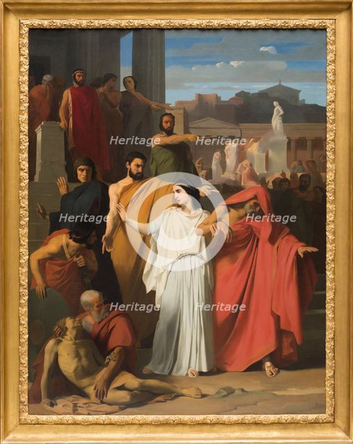 Oedipus Going into Exile from Thebes, 1843. Creator: Henri Augustin Gambard.