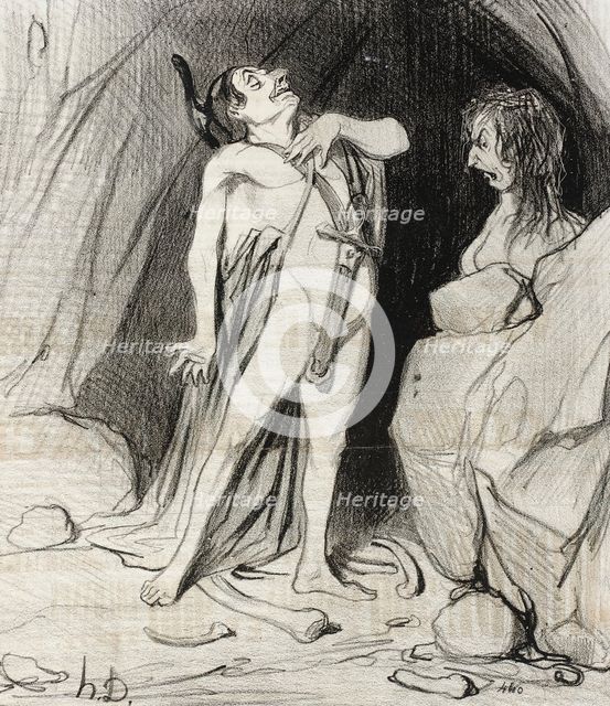 Oedipe chez le Sphinx, 1842. Creator: Honore Daumier.