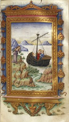 Oenone grieving at the sight of Paris with Helen (Illustration for The Heroides by Ovid), 1485-1499. Artist: Majorana, Cristoforo (active ca. 1480-1494)