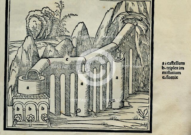 Of Architecture by Marco Vitruvius Pollio, treaty in 10 books, engraving from a water pipe, editi…