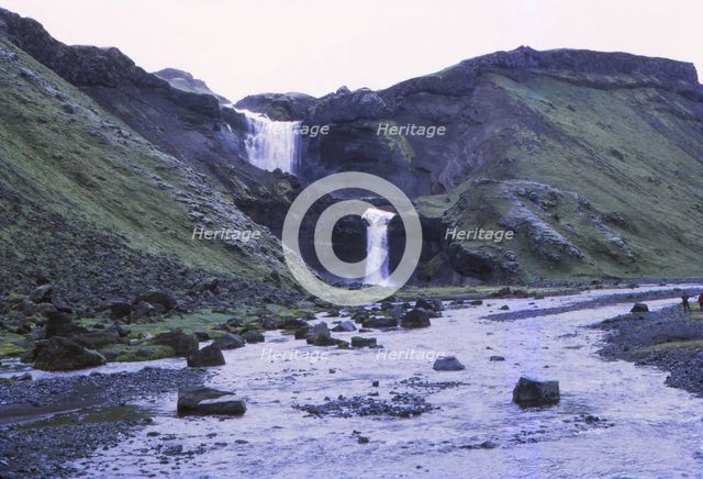 Ofaerofoss Waterfall in Eldgja (Fire Gorge), Central Iceland, 20th century. Artist: CM Dixon.