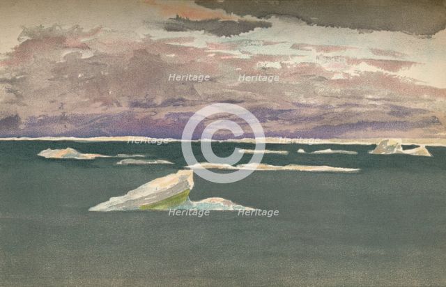 'Off the Edge of the Ice - Gathering Storm, 14th September 1893, (1897). Artist: Fridtjof Nansen.