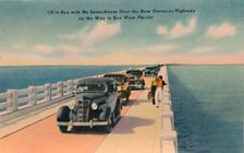 Off to Sea without Seasickness, New Overseas Highway to Key West, Florida c1940s