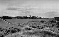Offa's Dyke crossing a hill top, in Denbighshire Wales, 1935