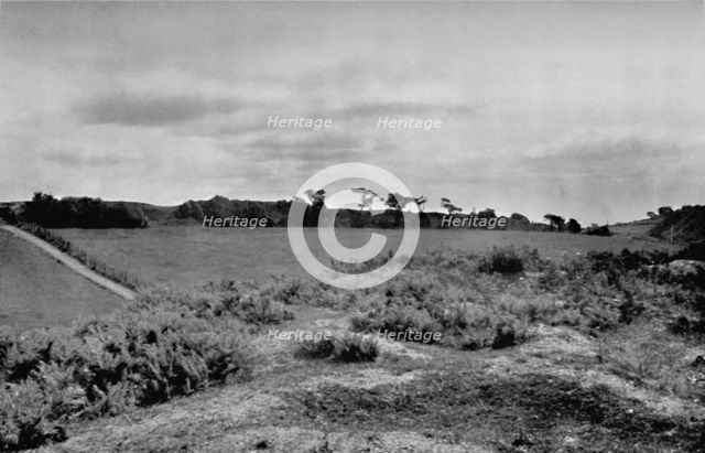 'Offa's Dyke crossing a hill top, in Denbighshire', Wales, 1935. Artist: Unknown.