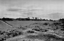 Offa's Dyke crossing a hill top, in Denbighshire Wales, 1935