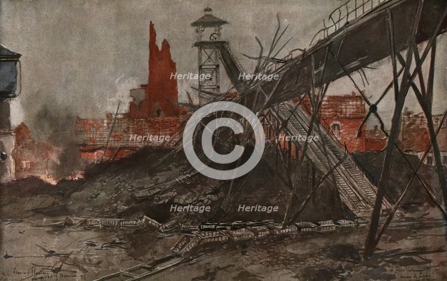 'Offensive en Artois; En Artois (1915), Mines de Lievin: la fosse Calonne', 1915 (1924). Creator: Francois Flameng.