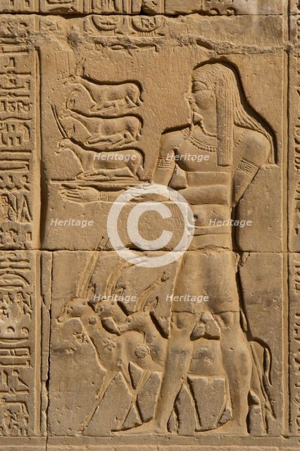Offerer relief, Temple of Kom Ombo, Egypt, Ptolemaic Dynasty, 2nd century BC (2023). Creator: Unknown.