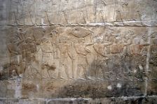 Offering bearers, polychrome relief, Mastaba of Kagemni, Saqqara, Egypt, 2350 BC (2003). Creator: Unknown