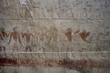 Offering bearers, polychrome relief, Mastaba of Kagemni, Saqqara, Egypt, 2350 BC (2003). Creator: Unknown