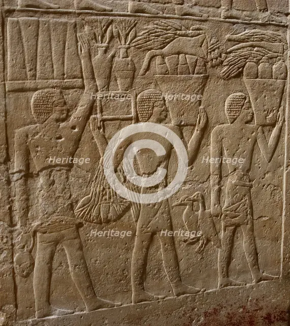 Offering bearers relief, Mastaba of Kagemni, Saqqara, Egypt, Old Kingdom, 2350 BC (2003). Creator: Unknown.