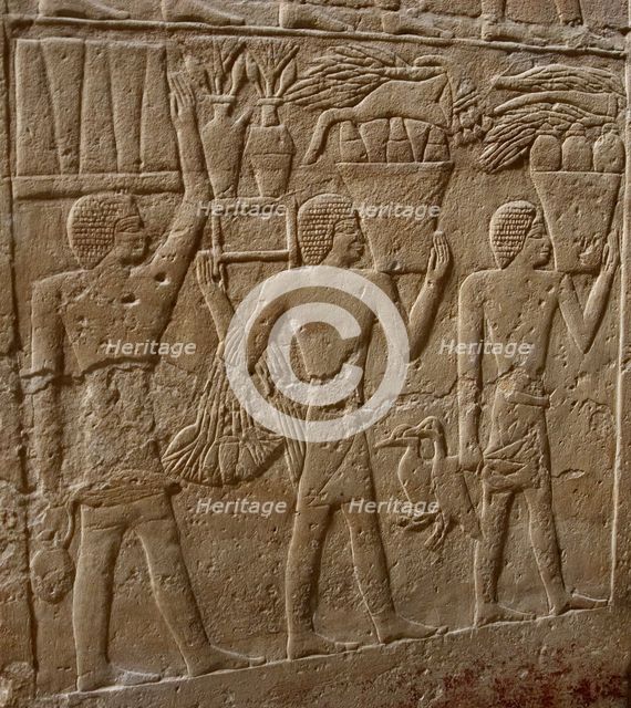 Offering bearers relief, Mastaba of Kagemni, Saqqara, Egypt, Old Kingdom, 2350 BC (2003). Creator: Unknown.