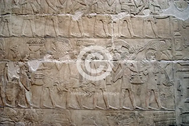 Offering bearers relief, Mastaba of Kagemni, Saqqara, Egypt, Old Kingdom, 2350 BC (2019). Creator: Unknown.