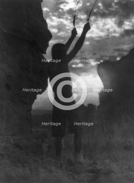 Offering to the sun-San Ildefonso, c1927. Creator: Edward Sheriff Curtis.