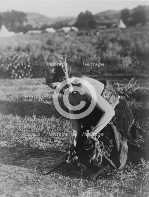 Offering the pipe to the Earth-Cheyenne, c1910. Creator: Edward Sheriff Curtis.