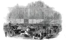 Office of the Board of Trade - scene on Sunday night, 1845. Creator: Ebenezer Landells