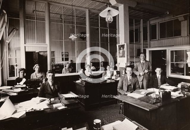 Office at Caley’s, Norwich, Caley factory, Norfolk, 1937. Artist: Unknown