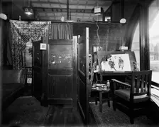 Office, furnishings and artist easel at Mulford & Petry Co., Detroit, Mich., between 1900 and 1910. Creator: Unknown