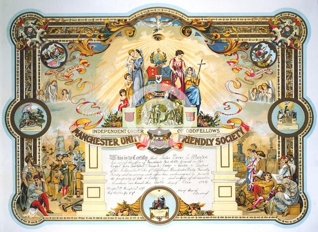 Office holder's certificate of the Female Lodge of the Manchester Unity Friendly Society, 1929. Artist: Unknown
