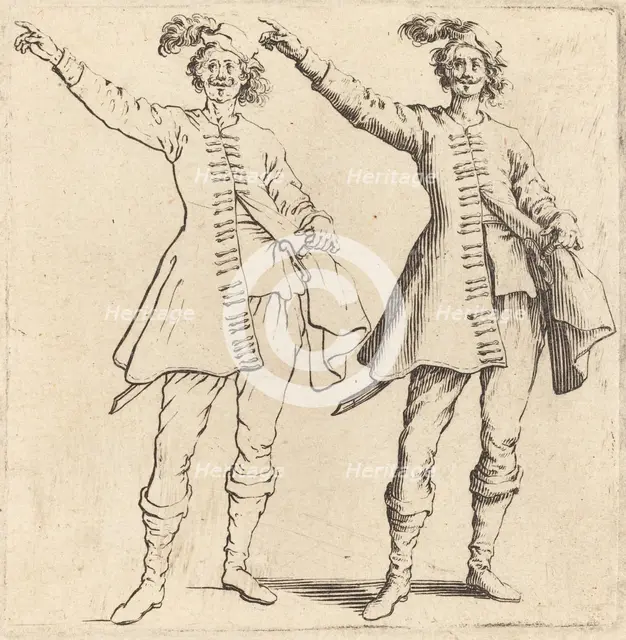 Officer, with Arm Extended, Front View, 1617 and 1621. Creator: Jacques Callot.
