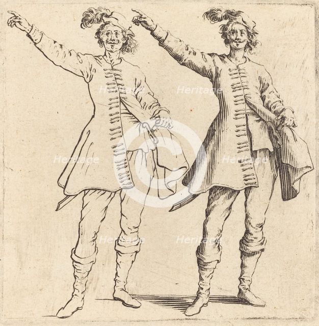 Officer, with Arm Extended, Front View, 1617 and 1621. Creator: Jacques Callot.