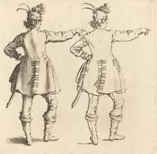 Officer with Feathers in Cap, Seen from Behind, 1617 and 1621. Creator: Jacques Callot