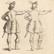 Officer with Feathers in Cap, Seen from Behind, 1617 and 1621. Creator: Jacques Callot