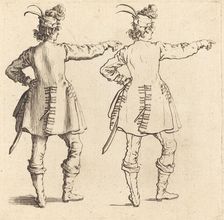 Officer with Feathers in Cap, Seen from Behind, 1617 and 1621. Creator: Jacques Callot