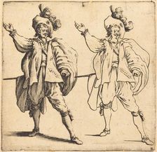 Officer with Large Plume, Front View, 1617 and 1621. Creator: Jacques Callot