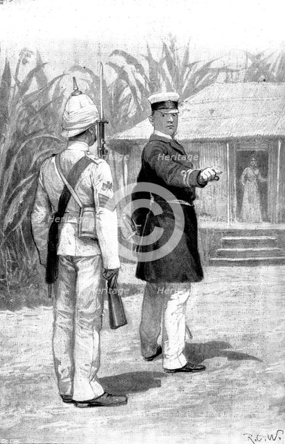 Officer and Man: "Take your men out of sight, Sergeant. I don't want this fellow frightened", 1898. Creator: Unknown.