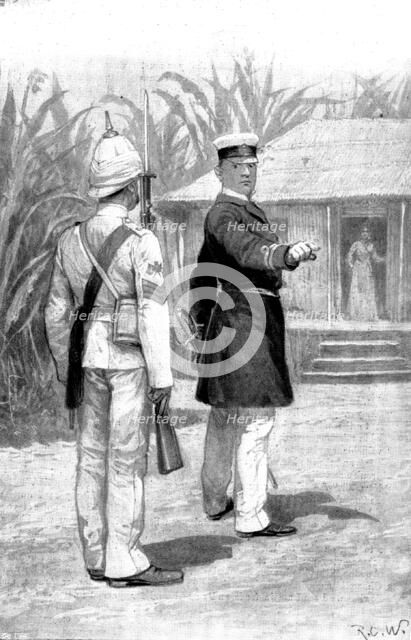 Officer and Man: "Take your men out of sight, Sergeant. I don't want this fellow frightened", 1898. Creator: Unknown.