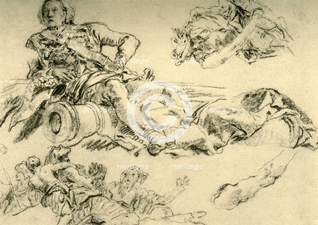 'Officer encamped beside a cannon', 1752-1753, (1928). Artist: Giovanni Battista Tiepolo.