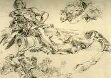 Officer encamped beside a cannon 1752-1753, (1928). Artist: Giovanni Battista Tiepolo