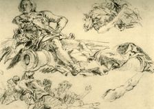 Officer encamped beside a cannon 1752-1753, (1928). Artist: Giovanni Battista Tiepolo